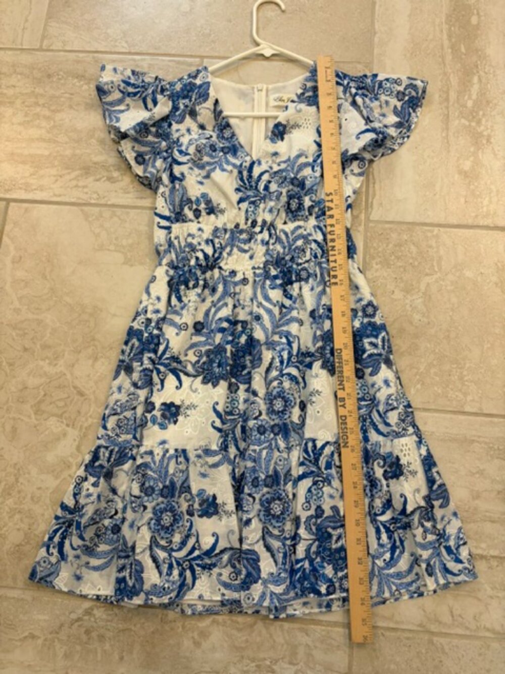 Eliza J Blue/White Floral Eyelet Fit & Flare Mini Dress Women’s Sz 2 Cottagecore - Picture 10 of 10
